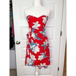 New Pink Lily Steal a Kiss Floral Strapless Mini Dress in Red Women’s Size Small